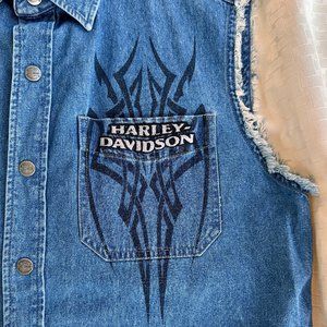 Vintage Harley Davidson Button-Up Vest/Sleeveless Shirt L